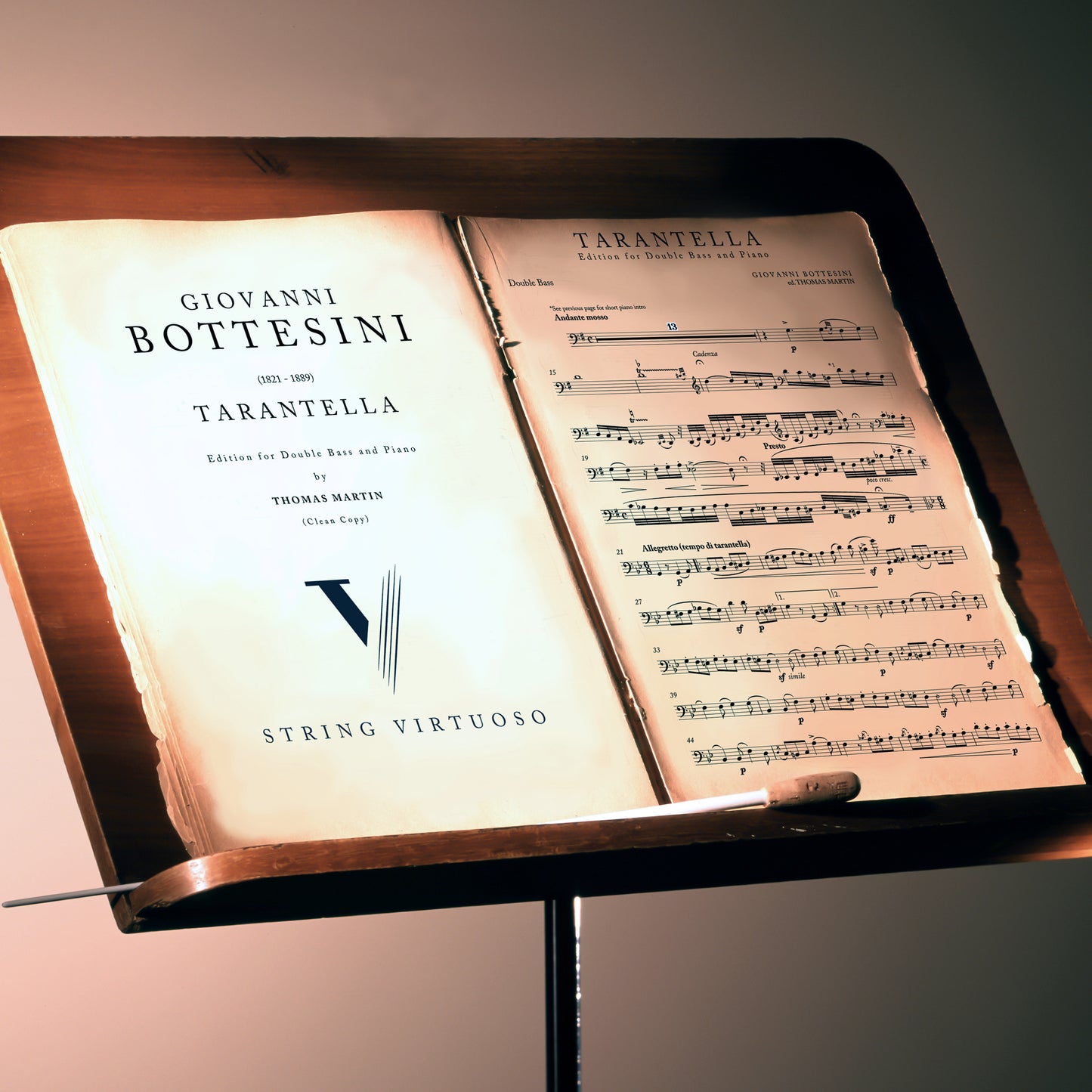 Sheet music of Bottesini's Tarantella for double bass and piano edition by Thomas Martin