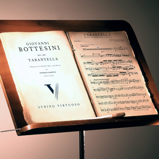 Sheet music of Bottesini's Tarantella for double bass and piano edition by Thomas Martin