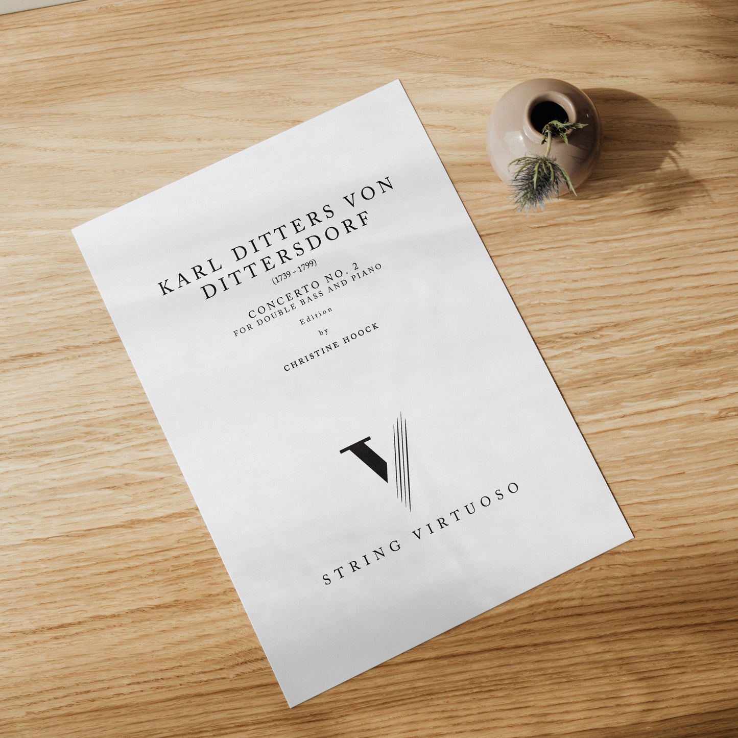 Sheet music on Karl Ditters Von Dittersdorf on Concerto No. 2 for double bass and piano, edited by Christine Hoock.