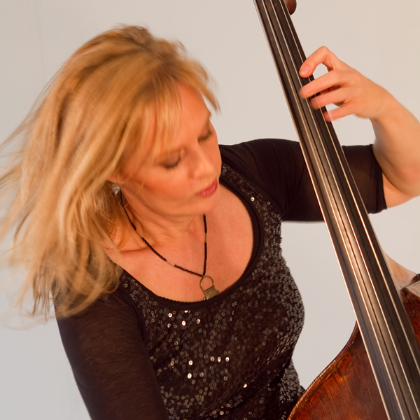 Christine Hoock playing double bass