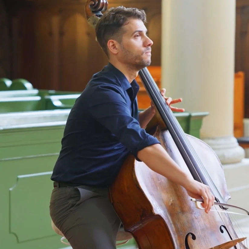 Luis Cabrera Martin playing a double bass