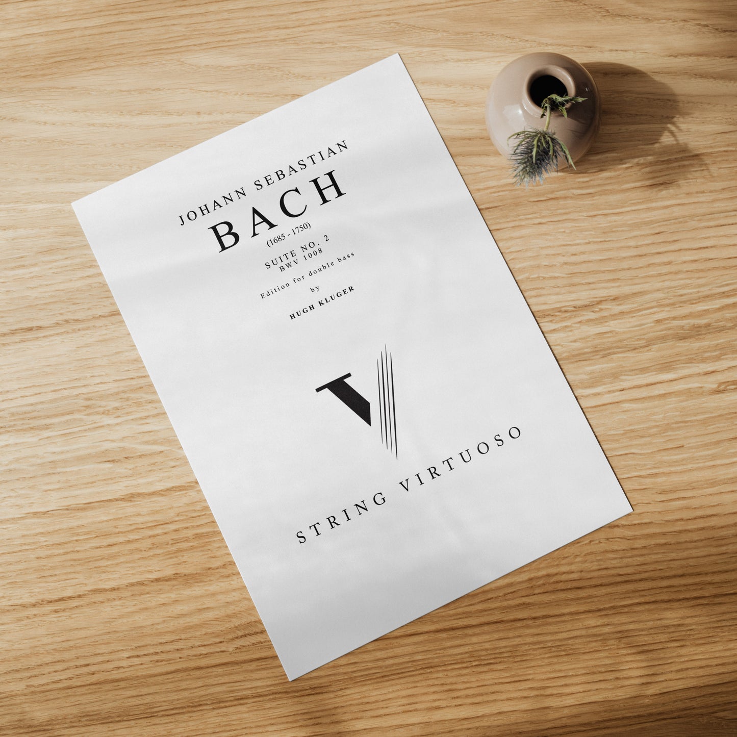 Sheet music of Hugh Kluger's edition on J.S.Bach's Suite No.2 BWV 1008 edition for double bass.