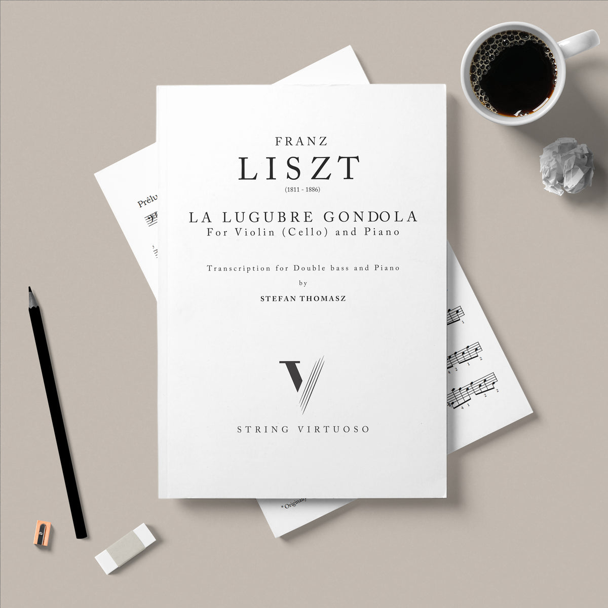 Score preview for La Lugubre Gondola for double bass and piano