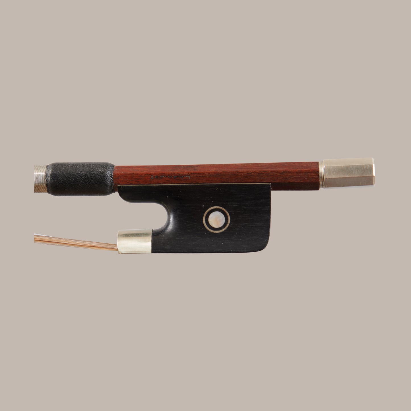 L.  Morizot c.1950 Double Bass Bow - Frog on a beige background